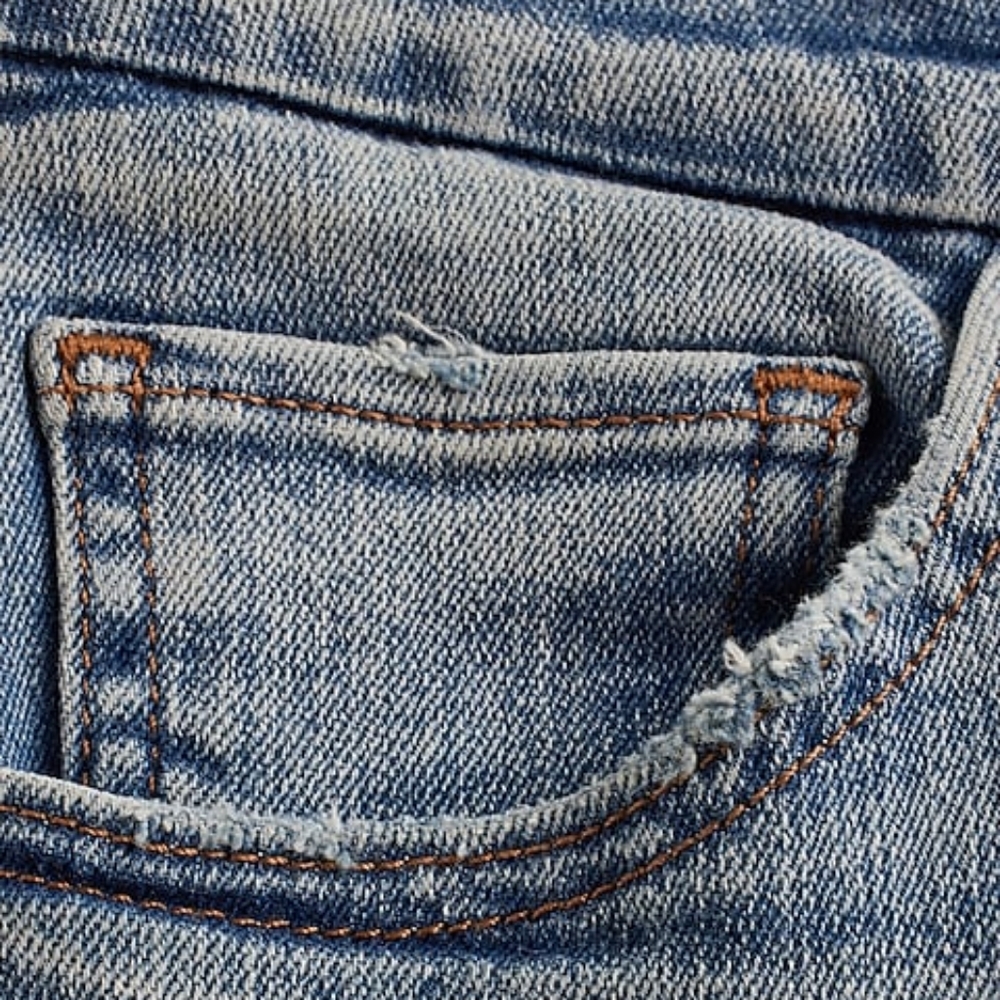 EXPRESS: Mid Rise Light Wash Drop Hem FlexX 70s Flare Jeans - Picture 8 of 9